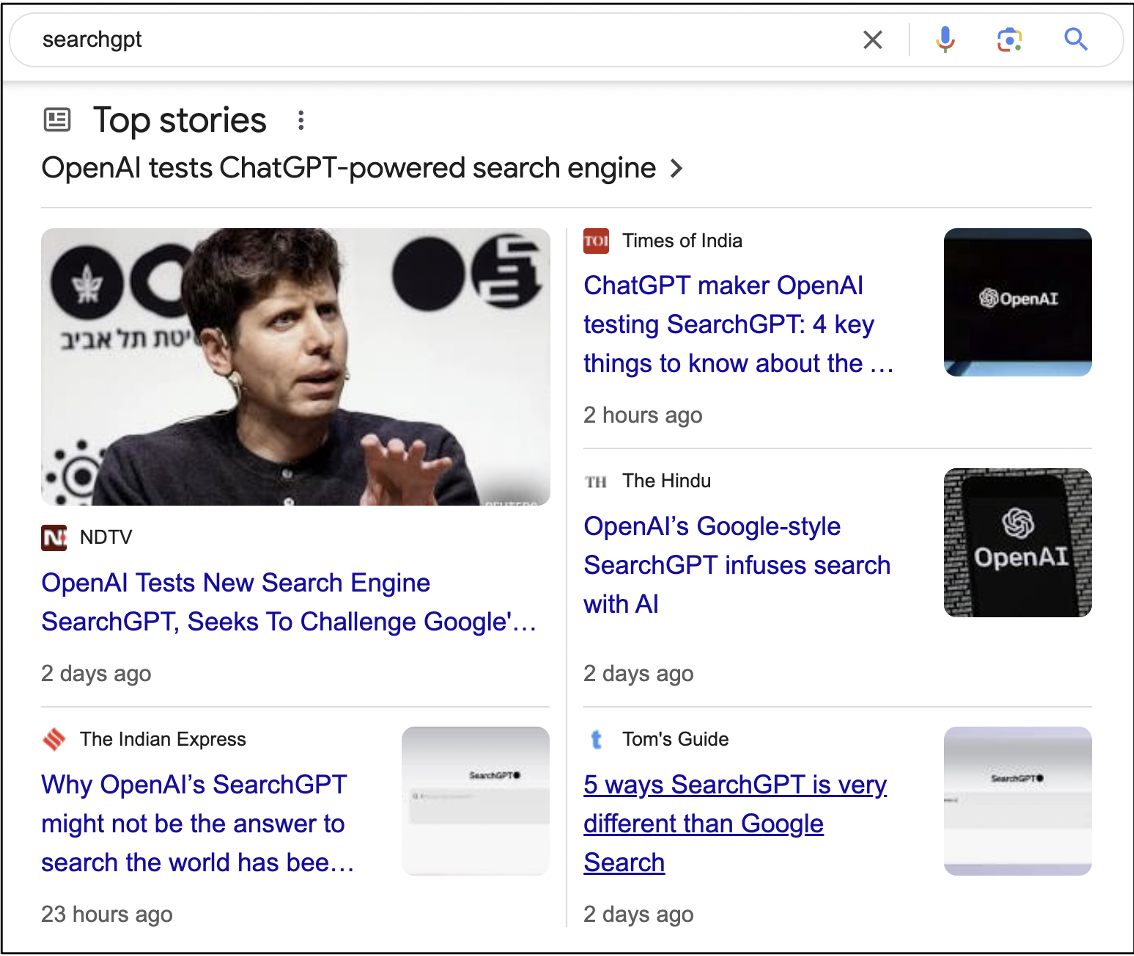 Screenshot from search for [searchgpt]